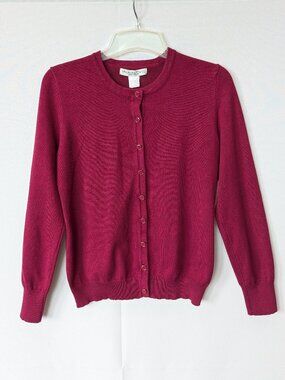 Melrose Chic Ruby Red Button-up Cardigan